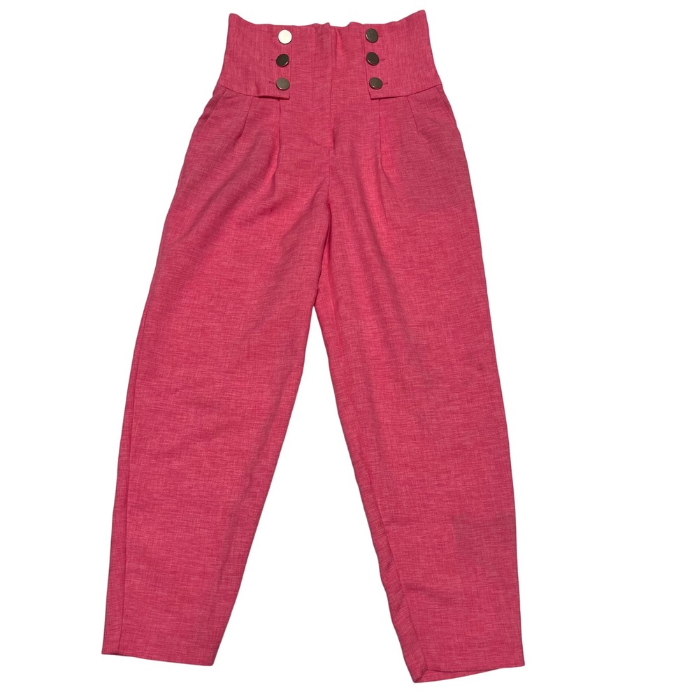 TopShop High Waisted Pink Tapered Trousers Pants Size 2